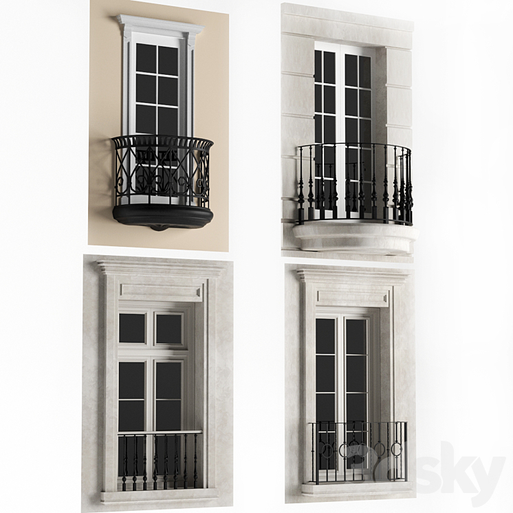 French balcony 3DS Max - thumbnail 1