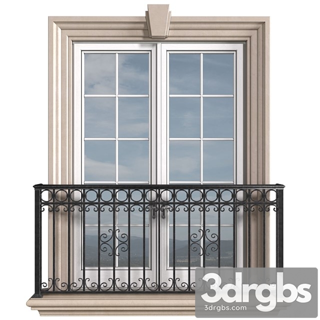 French Balcony Classic Forged Fence Frame Windows 1 3dsmax Download - thumbnail 1