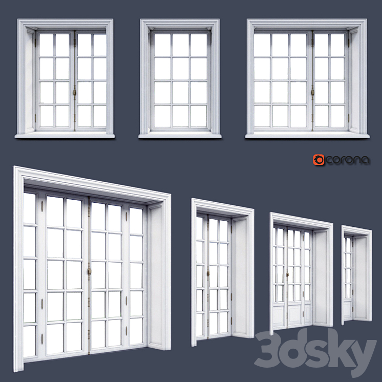 french windows 3DS Max - thumbnail 1