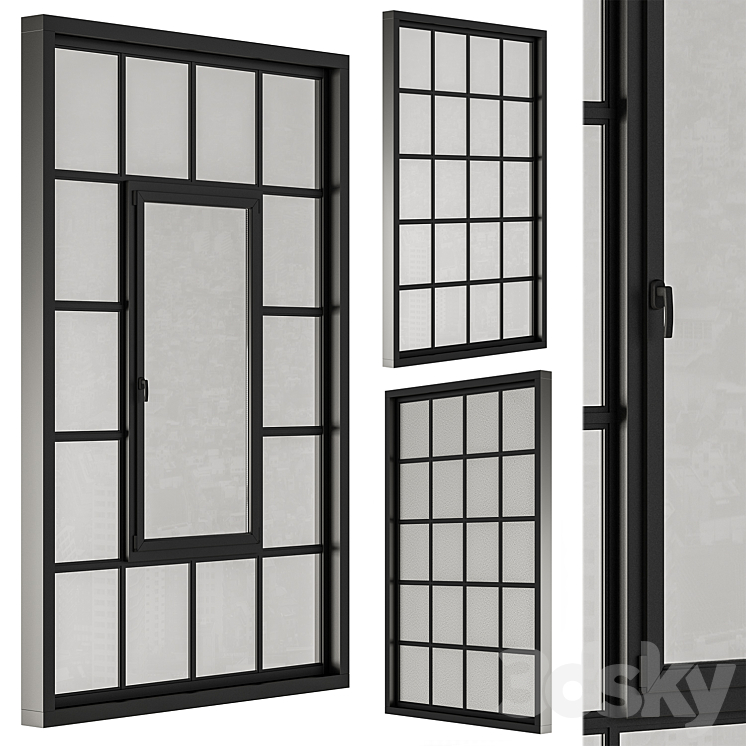 Industrial Black Window Modern – Windows Set 14 3DS Max Model - thumbnail 1