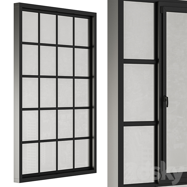 Industrial Black Window Modern – Windows Set 14 3DS Max Model - thumbnail 2