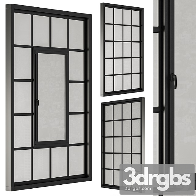 Industrial Black Window Modern Windows Set 14 3dsmax Download - thumbnail 1