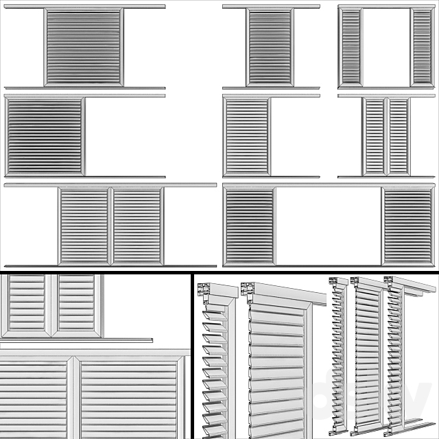 Louvre screens for windows and doors 3DS Max Model - thumbnail 2