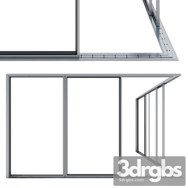 Modern Corner Sliding Window 3dsmax Download - thumbnail 1