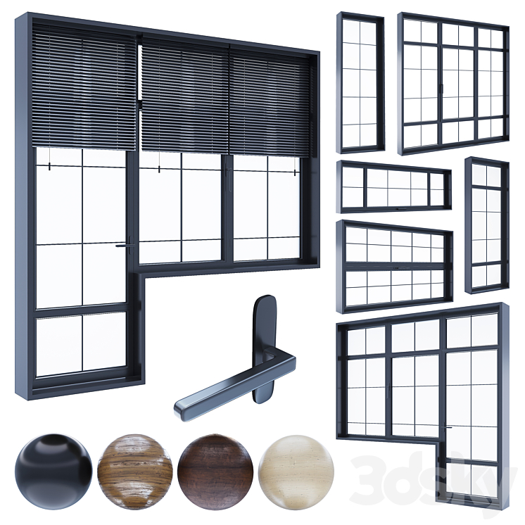 Modern windows 3 3DS Max Model - thumbnail 1