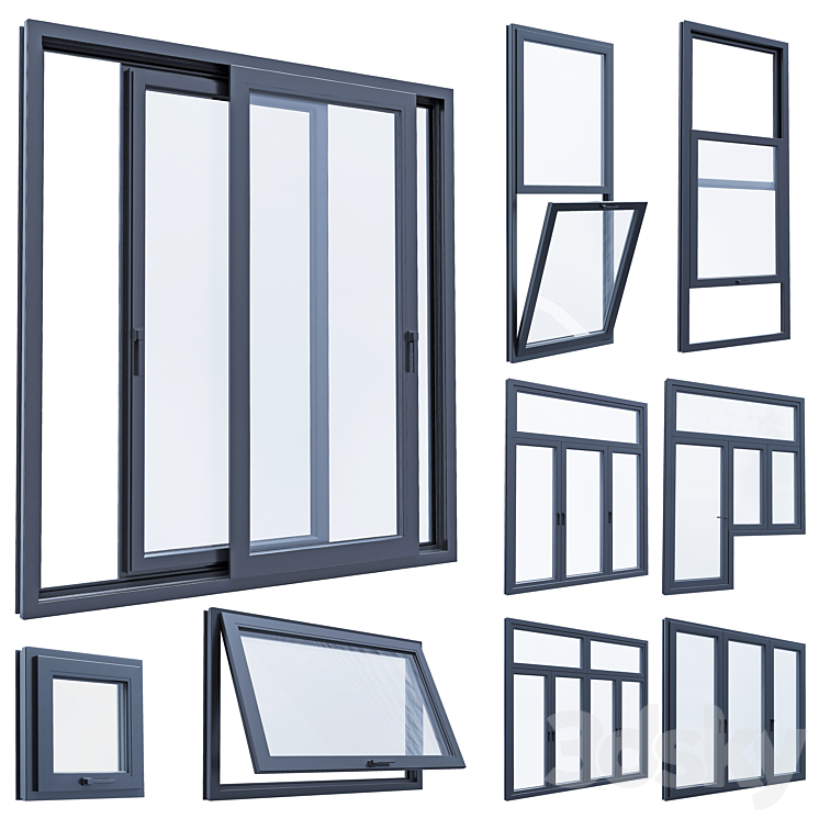 Modern windows modern windows 4 3DS Max Model - thumbnail 1