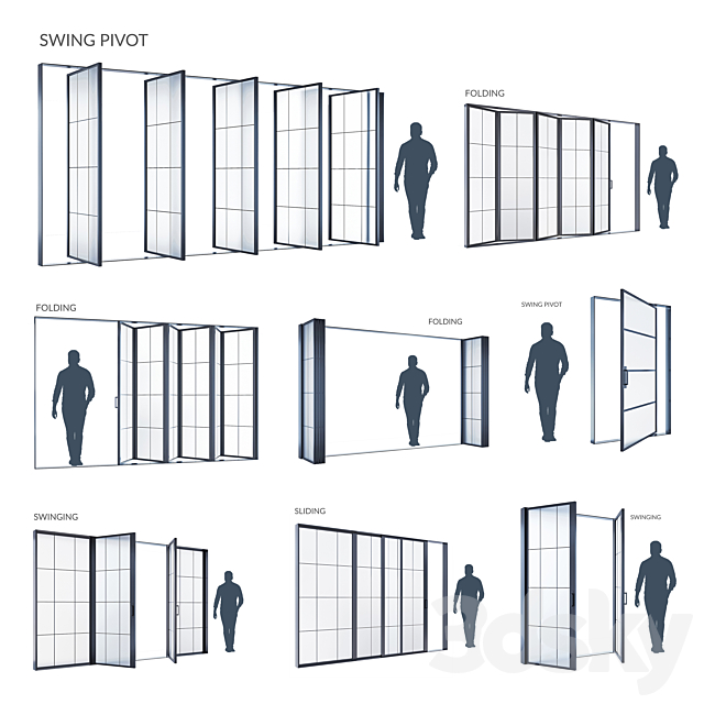 Modern windows SWING PIVOT FOLDING SLIDING 3ds Max - thumbnail 1