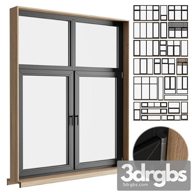 Modern windows with metal blinds and wooden - thumbnail 1