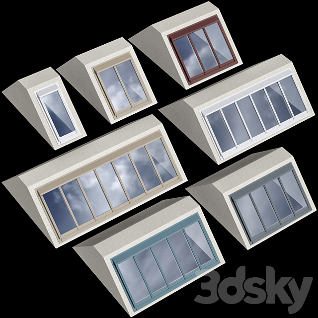 Modular roof window dormer skylight rooflight 3ds Max - thumbnail 2