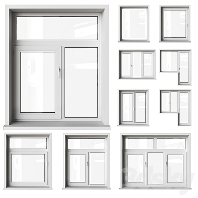 Optimal windows and balcony doors PVC plastic 3ds Max - thumbnail 1