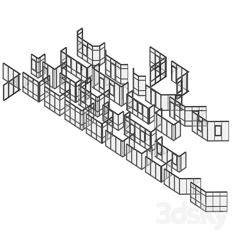 Panoramic corner glazing \/ corner stained glass 3DS Max Model - thumbnail 2