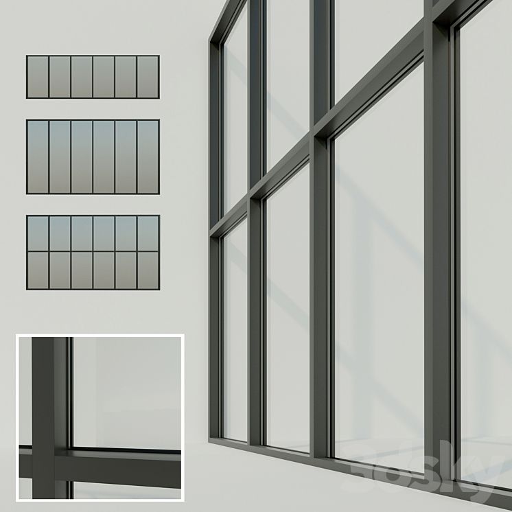 Panoramic glazing. Stained glass window 3DS Max - thumbnail 1