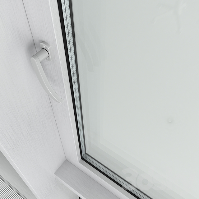 Panoramic window with transom and radiator 3DS Max Model - thumbnail 2