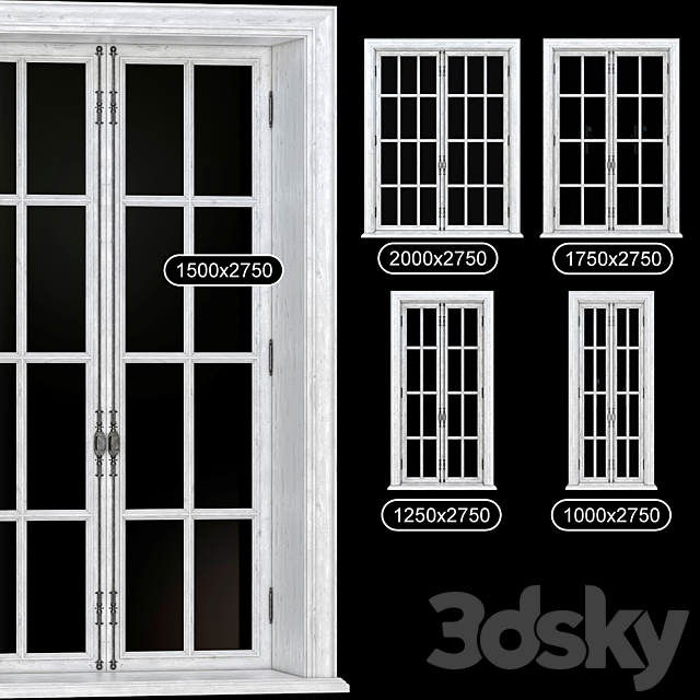 PART_1 COLLECTION FRENCH WINDOWS 1000-2000 mm (V-ray_Corona) 3DSMax File - thumbnail 1