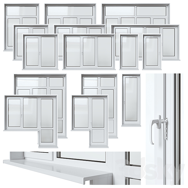 Plastic Window | Balcony door 3DSMax File - thumbnail 1