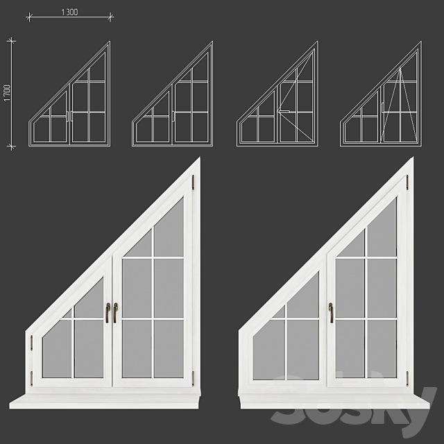 Plastic windows under a tree. type 06 part 03 set 06 3DSMax File - thumbnail 3