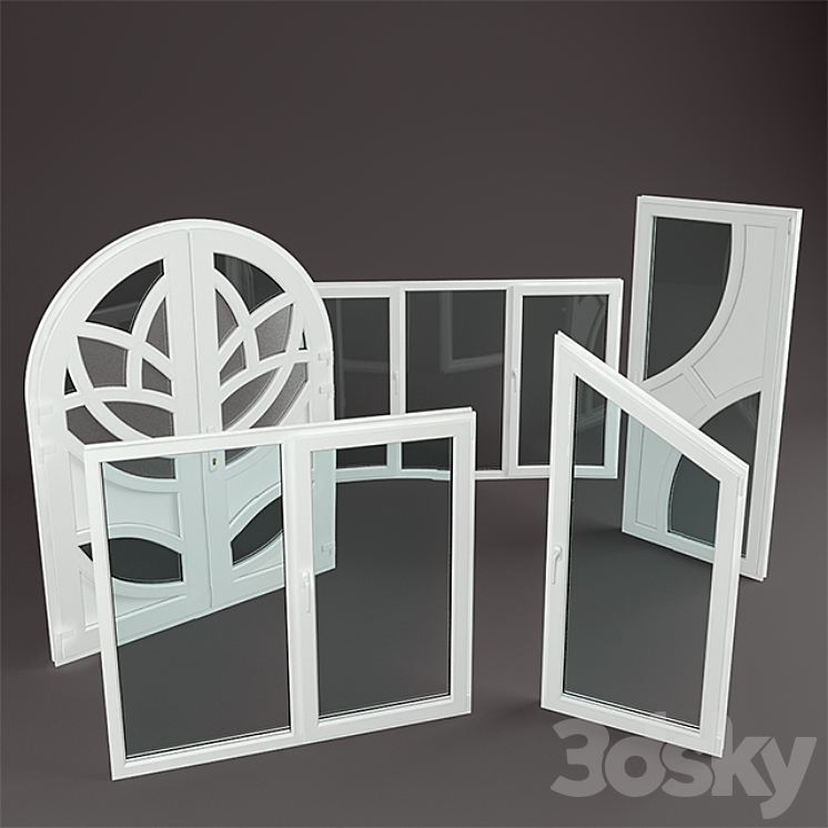 PVC windows and doors custom 3DS Max - thumbnail 1