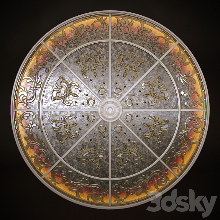 Round Stained Glass Ceiling 3DS Max Model - thumbnail 3