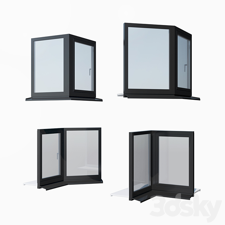 Schuco AWS 65 aluminum windows – set 3 3DS Max - thumbnail 1