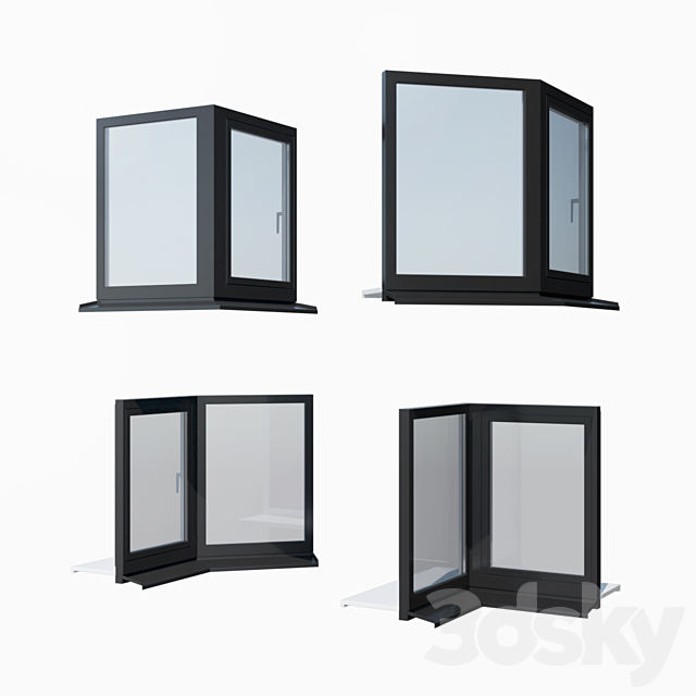 Schuco AWS 65 aluminum windows – set 3 3DSMax File - thumbnail 1