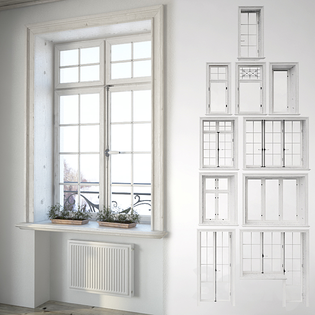 Set classical windows with decor 3DSMax File - thumbnail 1