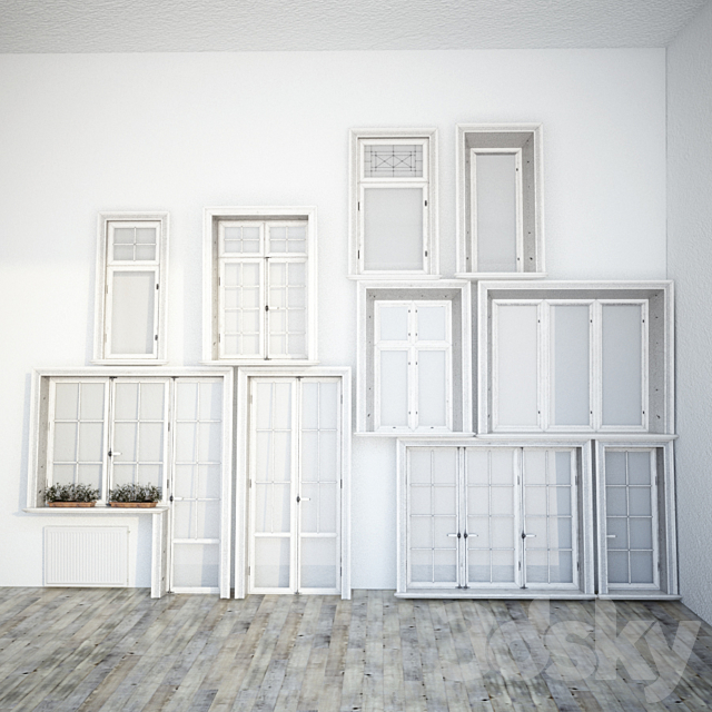 Set classical windows with decor 3DSMax File - thumbnail 3