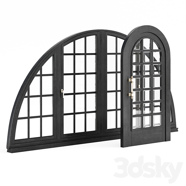 Set of arched doors and windows 3ds Max - thumbnail 1