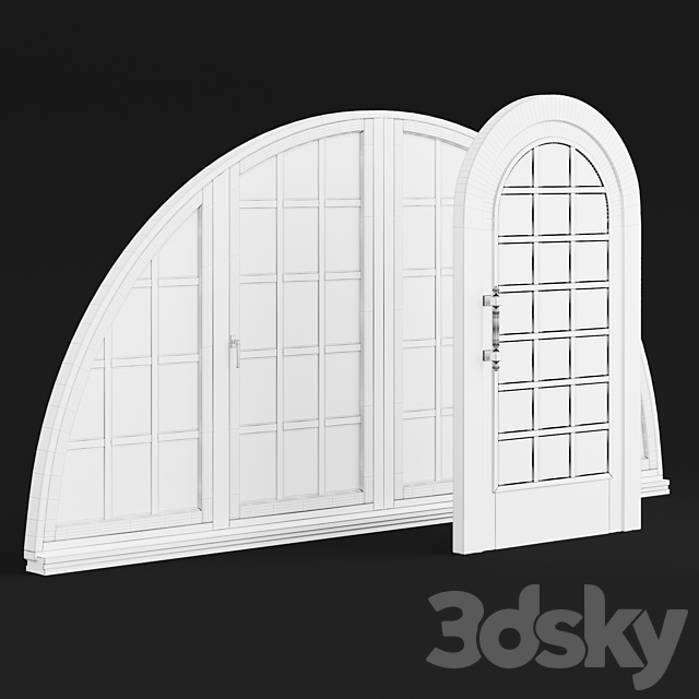 Set of arched doors and windows 3ds Max - thumbnail 3