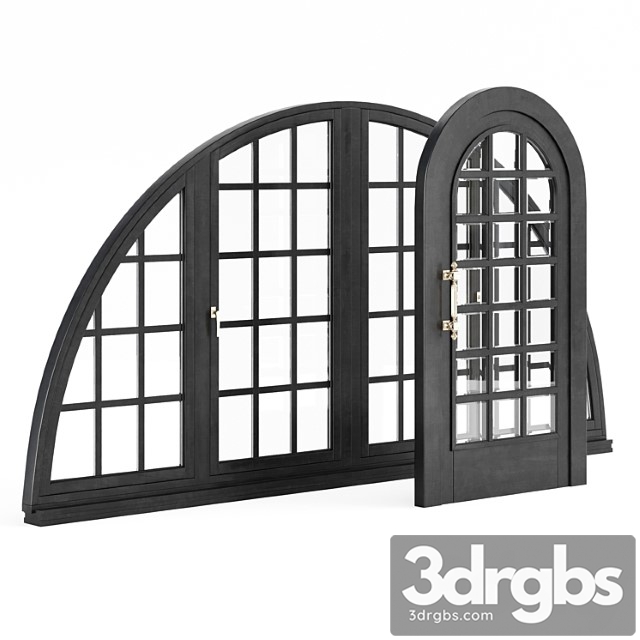 Set of arched doors and windows 3dsmax Download - thumbnail 1