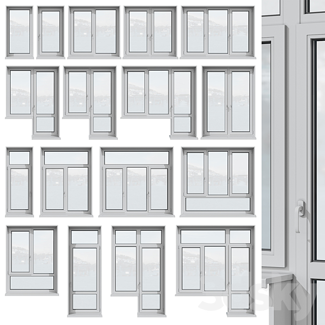 Set of plastic windows 3ds Max - thumbnail 1