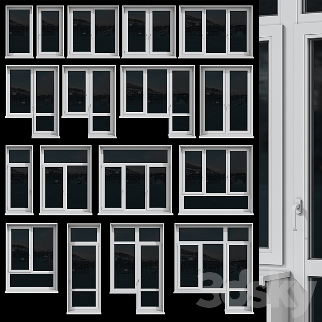 Set of plastic windows 3ds Max - thumbnail 2