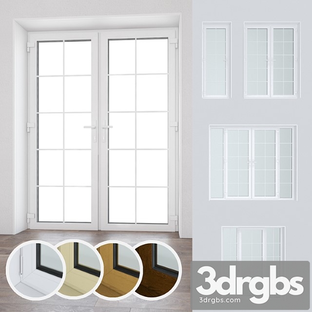 Set of plastic windows and doors 15 3dsmax Download - thumbnail 1