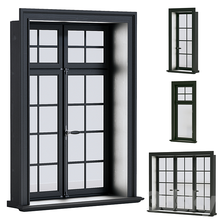 Set of scandinavian windows 3DS Max Model - thumbnail 1