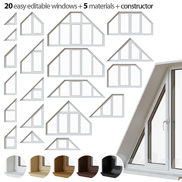 Set of trapezoidal windows 3DSMax File - thumbnail 1