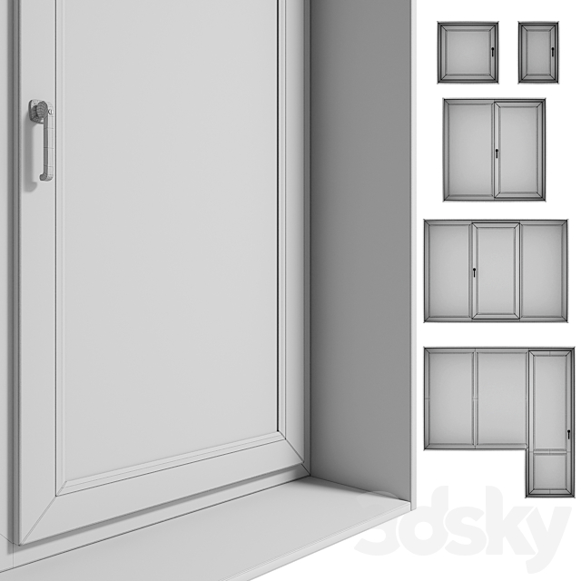 Set of windows and loggias (minimalism) 3DS Max Model - thumbnail 7