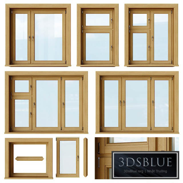 Set of wooden windows 1 + Designer 3DS Max - thumbnail 3