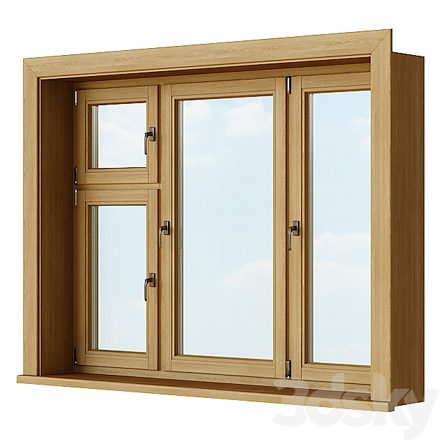 Set of wooden windows 1 + Designer 3DS Max Model - thumbnail 2