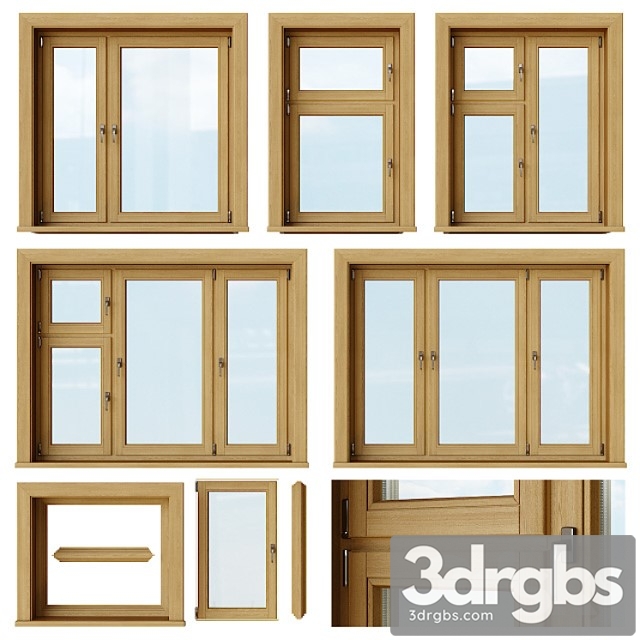 Set of wooden windows 1 + designer 3dsmax Download - thumbnail 1