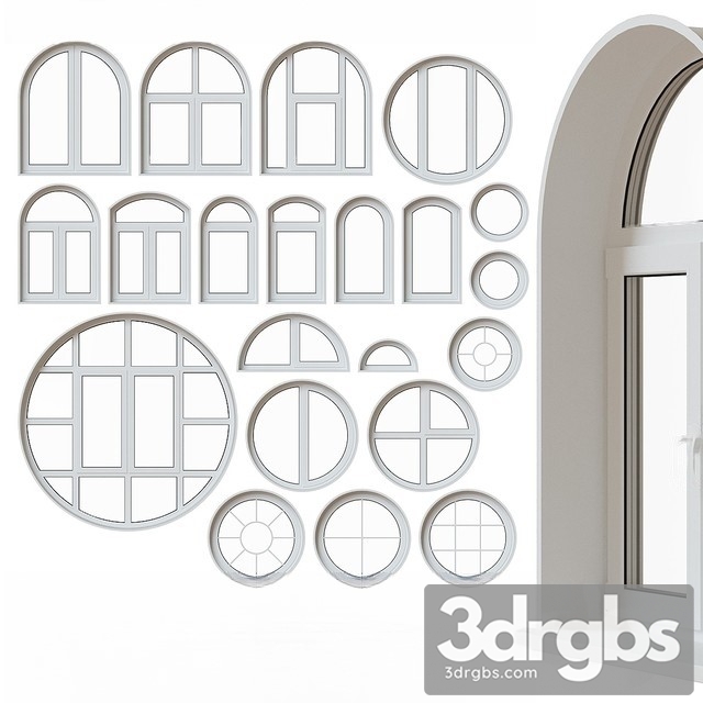 Set Round Arched Windows 3dsmax Download - thumbnail 1