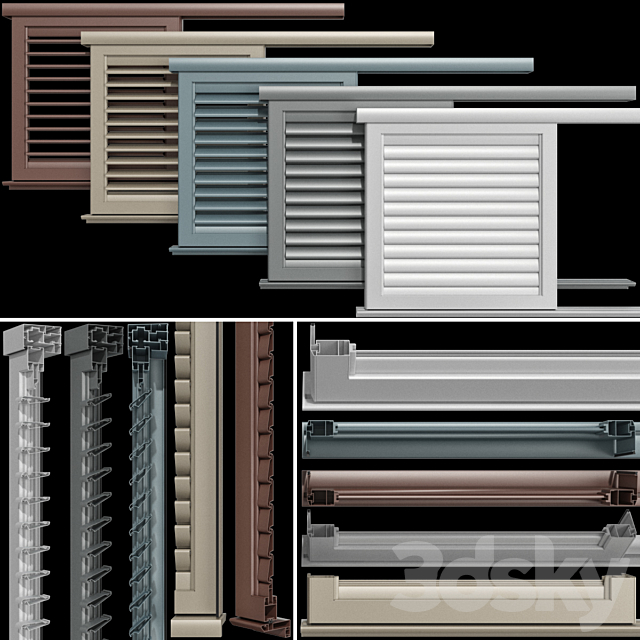 Shutter blind system for windows and doors 3ds Max - thumbnail 3