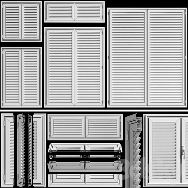 Shutter system for windows and doors 3DS Max Model - thumbnail 4