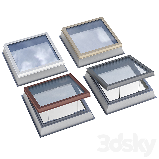 Skylight dormer window second light on a flat roof _ Modular roof window dormer skylight rooflight 3ds Max - thumbnail 1