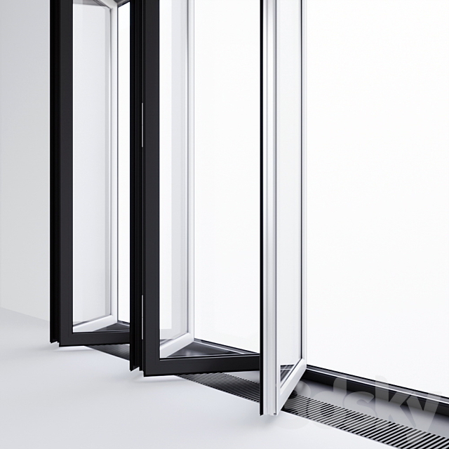 Sliding aluminum window accordion (door) 3ds Max - thumbnail 2