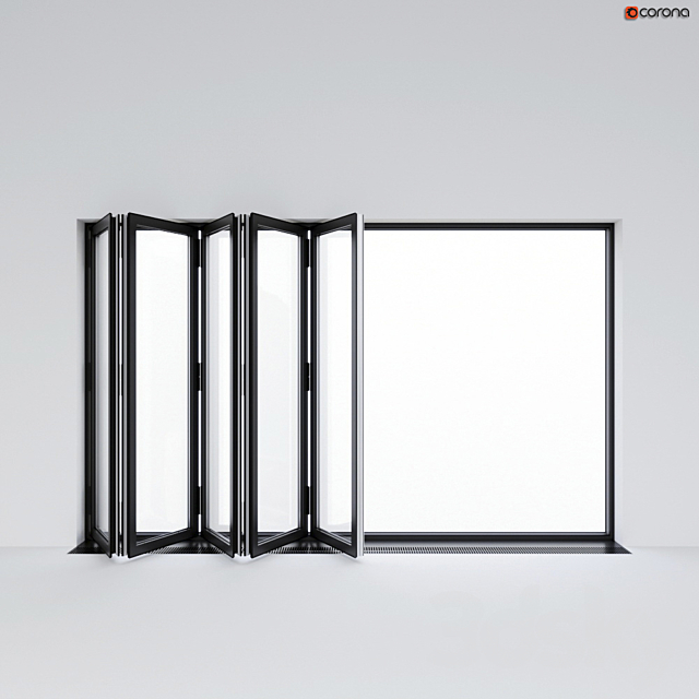 Sliding aluminum window accordion (door) 3ds Max - thumbnail 1