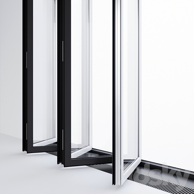 Sliding aluminum window accordion (door) 3ds Max - thumbnail 2