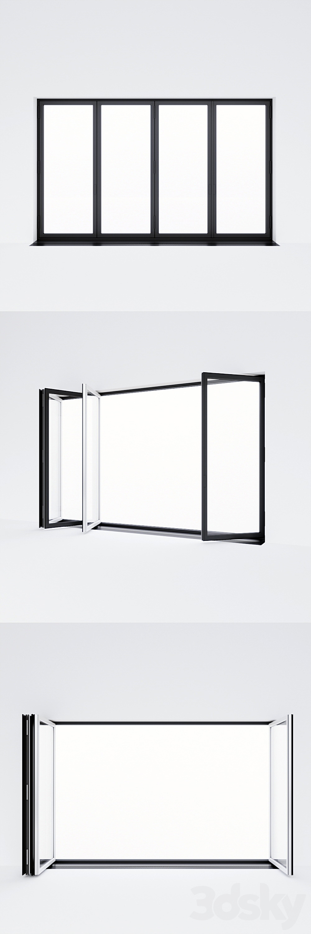 Sliding aluminum window accordion (door) 3DS Max Model - thumbnail 3