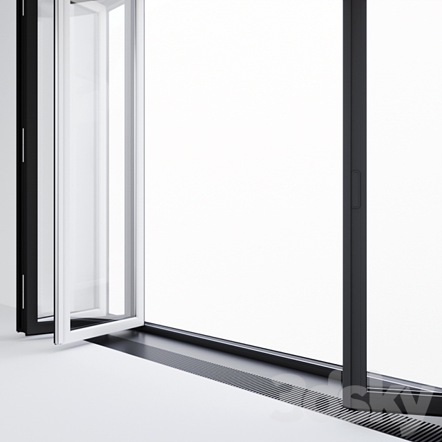 Sliding aluminum window accordion (door) 3DS Max Model - thumbnail 2