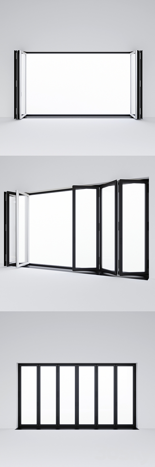 Sliding aluminum window accordion (door) 3DS Max Model - thumbnail 3