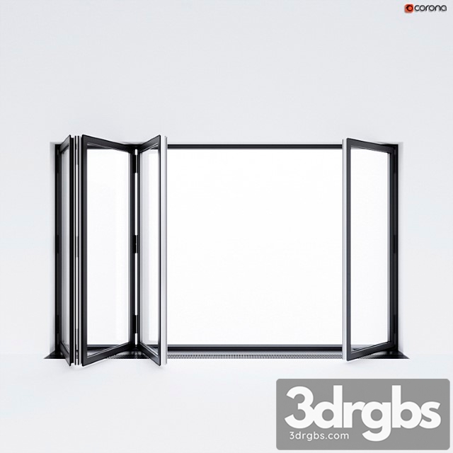 Sliding aluminum window accordion (door) 3dsmax Download - thumbnail 1