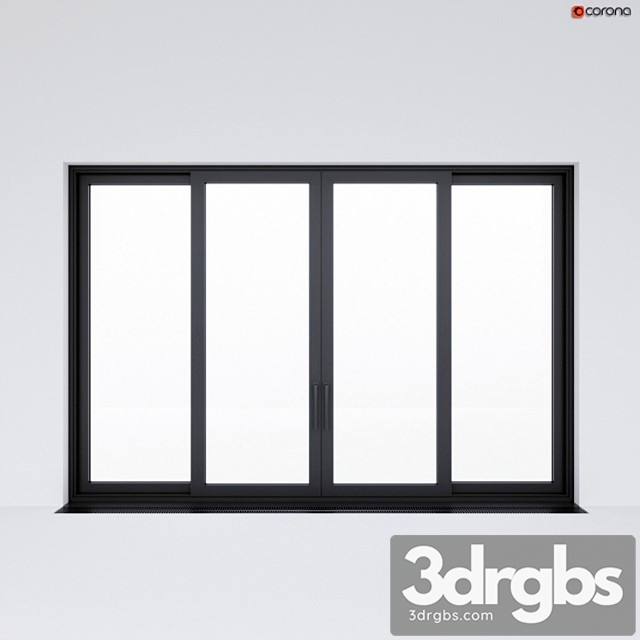 Sliding aluminum window (door) 2 3dsmax Download - thumbnail 1